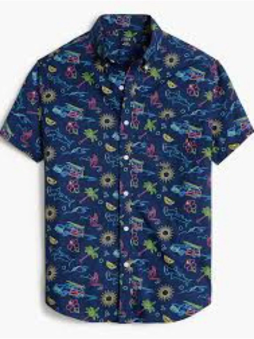 NWOT J.Crew Hawaiian Printed Short Sleeve Slim XL Flex Casual Shirt